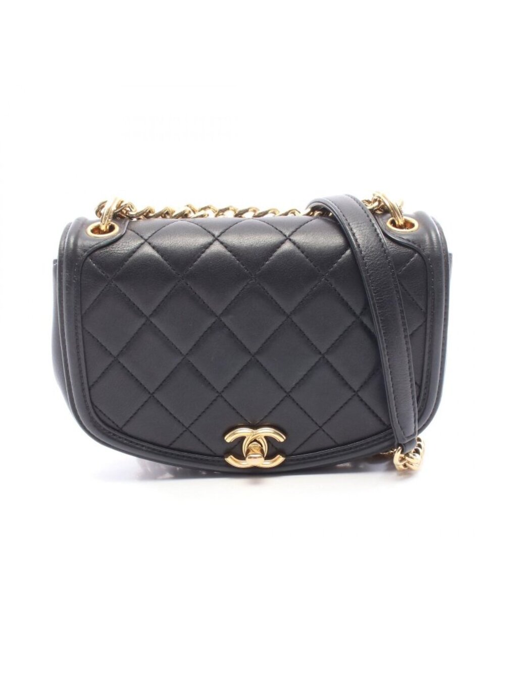 Chanel Shoulder Bag Quilted Full Flap Small Black Leather Chain